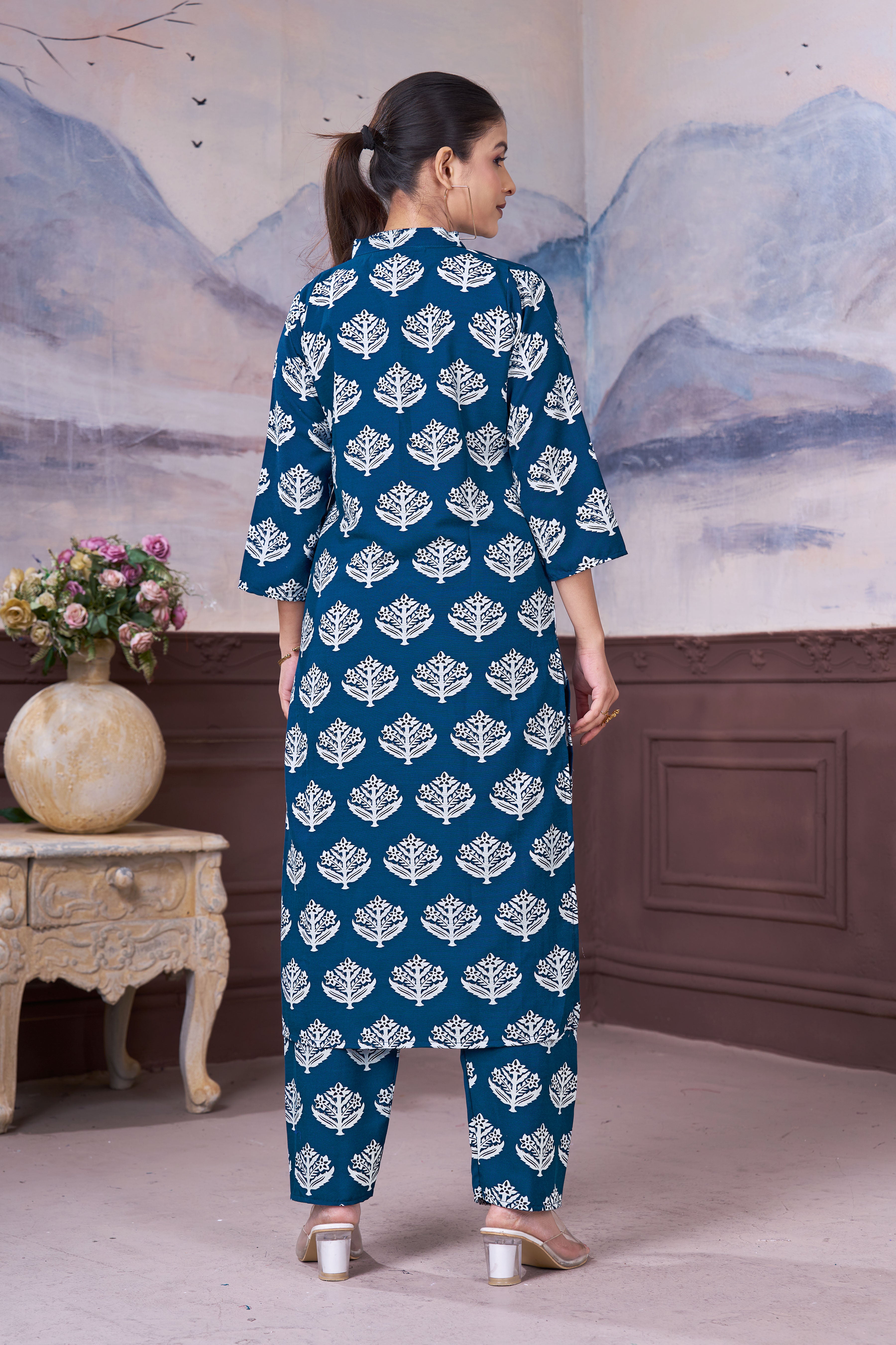 Women’s Printed Rayon Kurta Pant Co-Ord Set