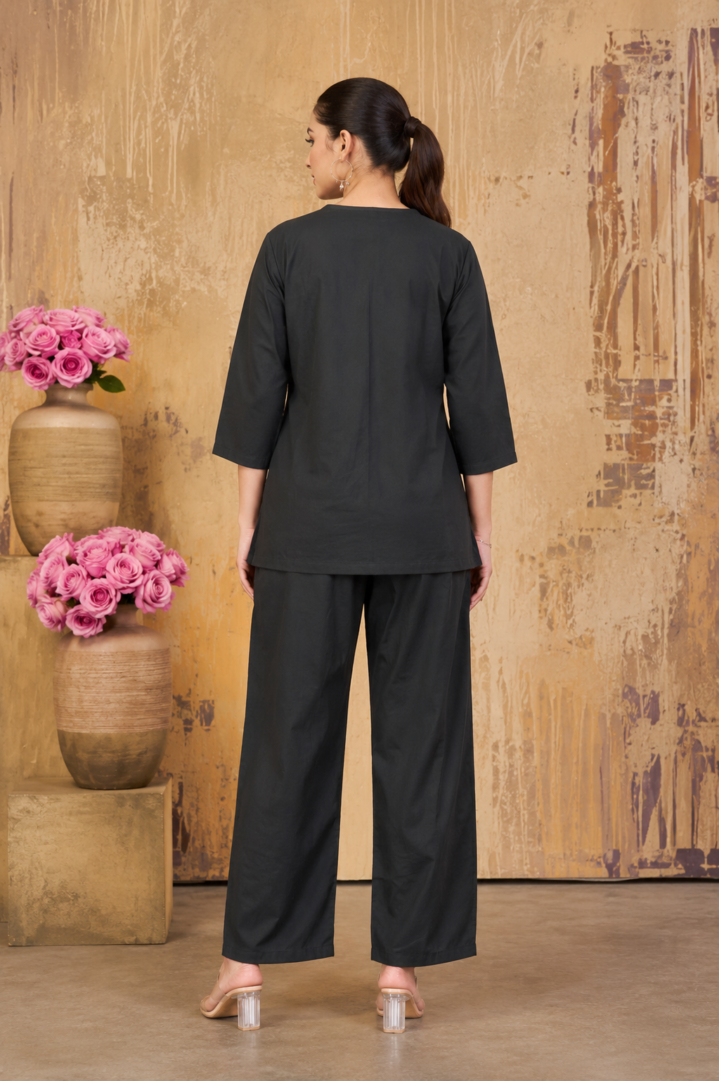 Women’s Black Printed Rayon Co-Ord Set