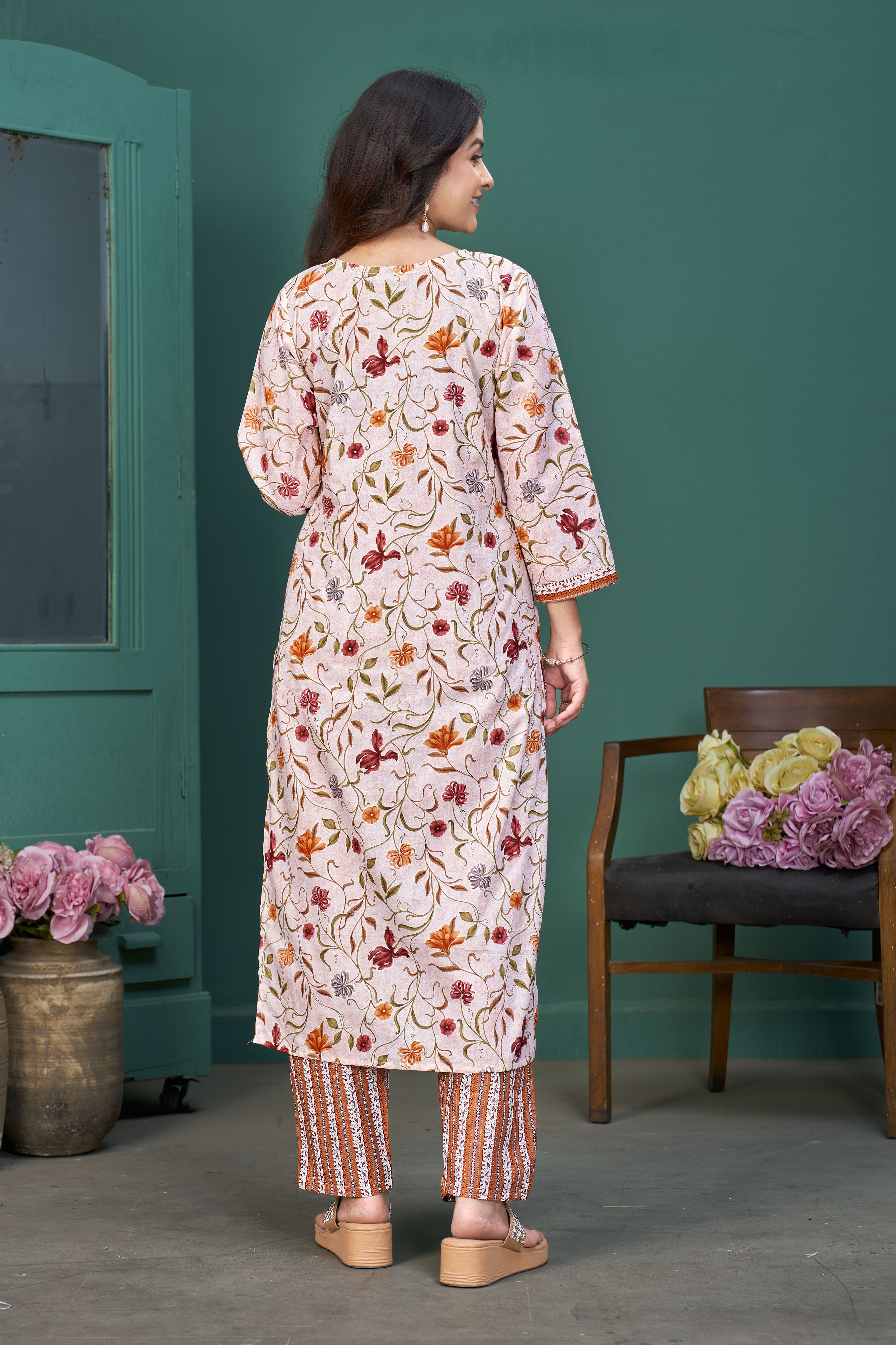 Women’s Floral Printed Pure Cotton Kurta Pant Set